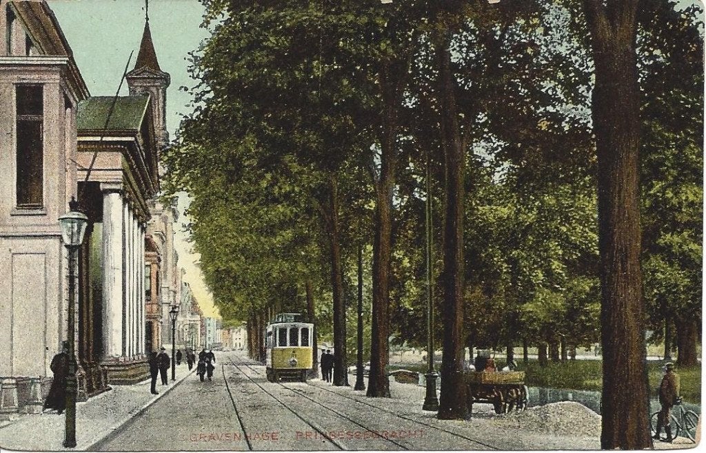 's Gravenhage, Prinsessegracht, Tram, Volk, gelopen 1908, Ophalen of Verzenden, Voor 1920, Gelopen, Zuid-Holland