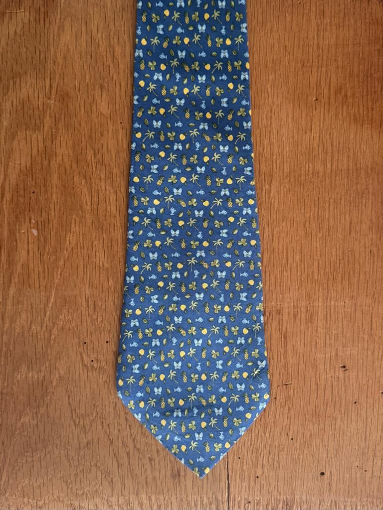 Salvatore Ferragamo Stropdas - Blauw met Patroon, Ophalen of Verzenden, Zo goed als nieuw, Blauw, Met patroon