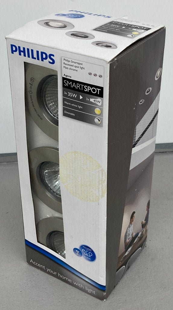 Philips inbouwspots set (Agena/MyLiving,3x max.35W,GU10,dim), Halogeen, GU10, Dimbaar, Nieuw