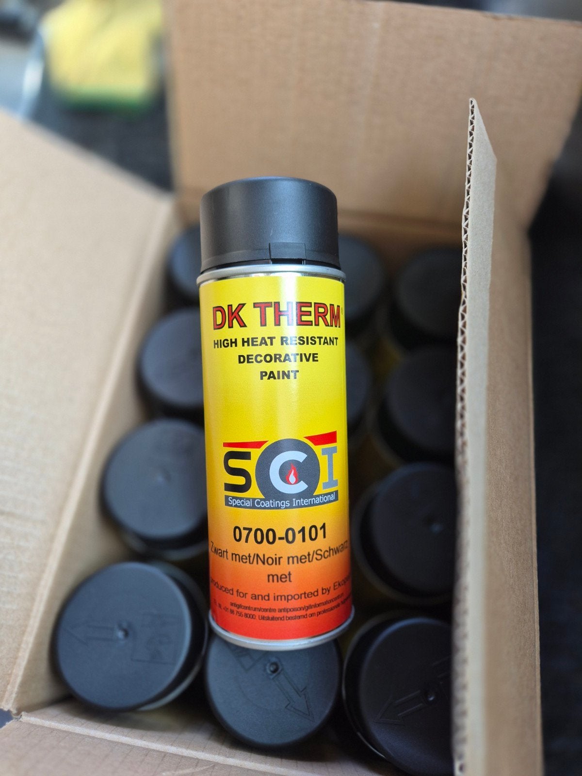 DK Therm Hittebestendige Verf Zwart Mat - 12 stuks Nieuw, Zwart, Nieuw, Ophalen of Verzenden, Verf