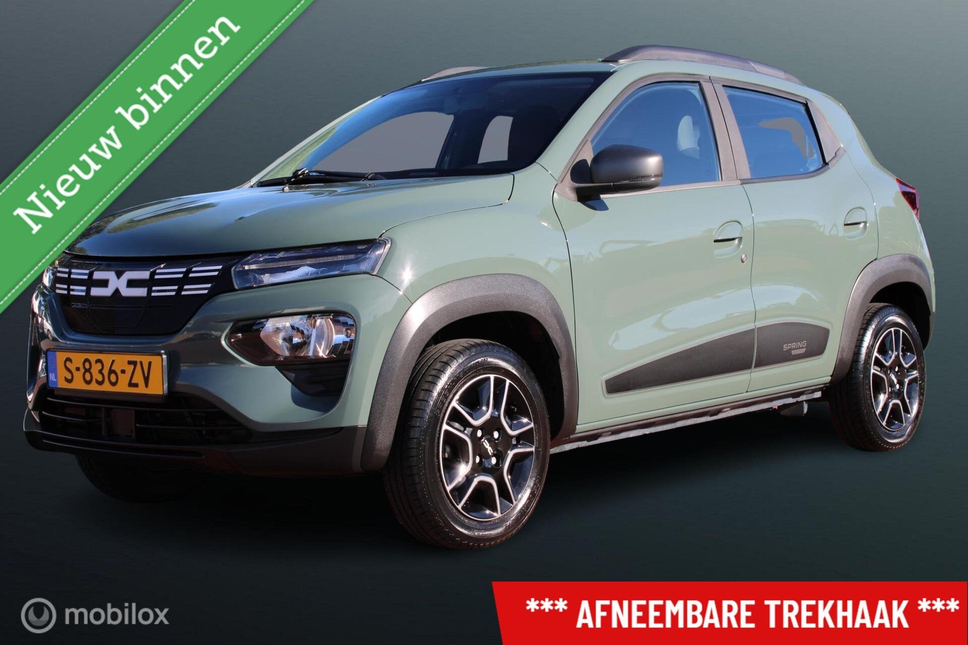 Dacia Spring Expression 27 kWh, Navi, Trekhaak, Cruise, Leer, Auto's, Gebruikt, Zwart, 38 min, 270 min