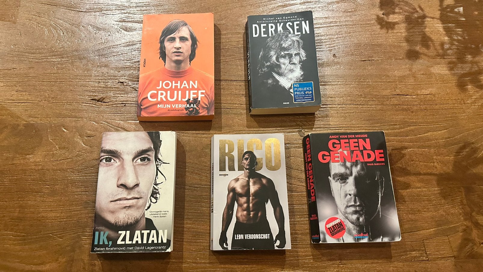 5 sportboeken: Cruijf, Derksen, Zlatan, Rico en Vd Meijde, Ophalen of Verzenden, Gelezen, Personen