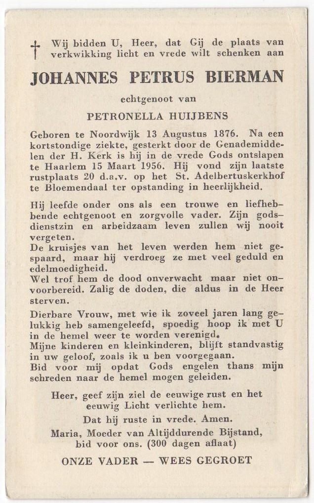 Johannes P. Bierman 1876 Noordwijk + 1956 Haarlem, 79 jaar, Verzamelen, Verzenden