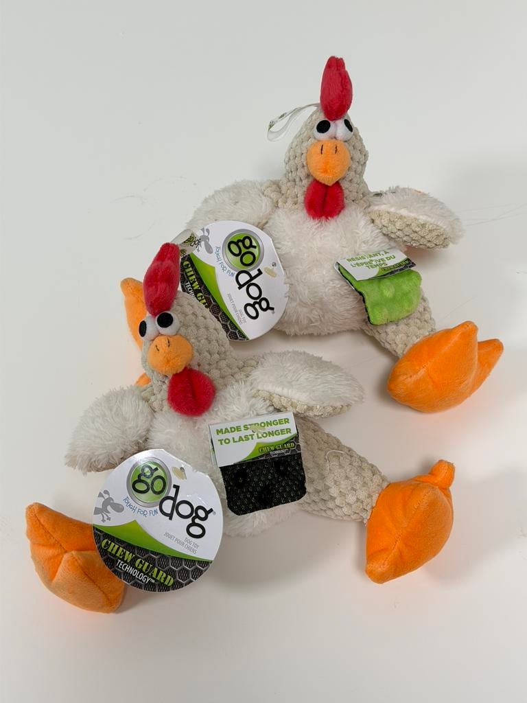 goDog Checkers Fat Rooster Pluche hond Hondenspeelgoed Kip, Nieuw, H, H, Hh