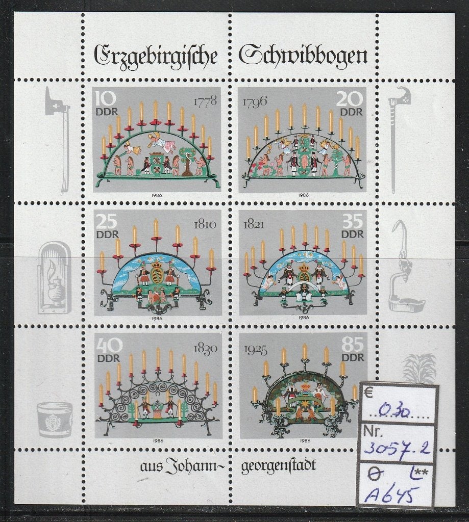 DDR Schwibbogen Michel 3057-62 Nr.A645p, Verzenden, DDR, Postfris