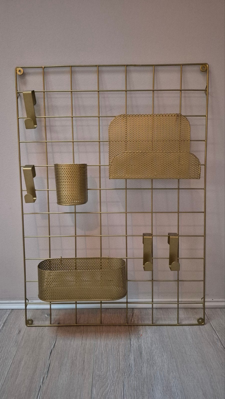 Gouden metalen rasterbord met accessoires messing, Ophalen of Verzenden, Zo goed als nieuw, Goud, Metaal