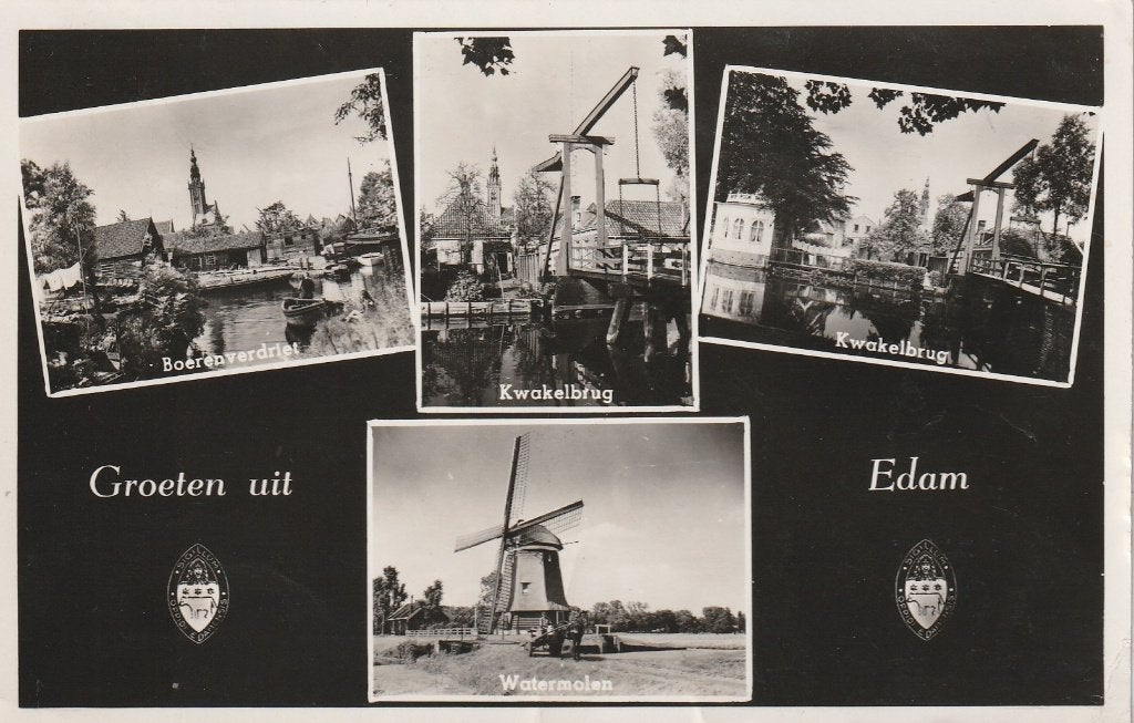 EDAM Boerenverdriet Kwakelbrug Molen Groeten, Verzamelen, Verzenden, 1940 tot 1960, Gelopen, Noord-Holland