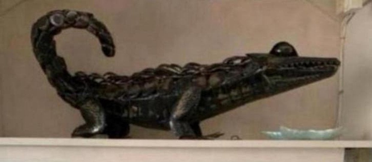 Grote metalen krokodil 120 lang, Verzamelen, Ophalen of Verzenden, Dier