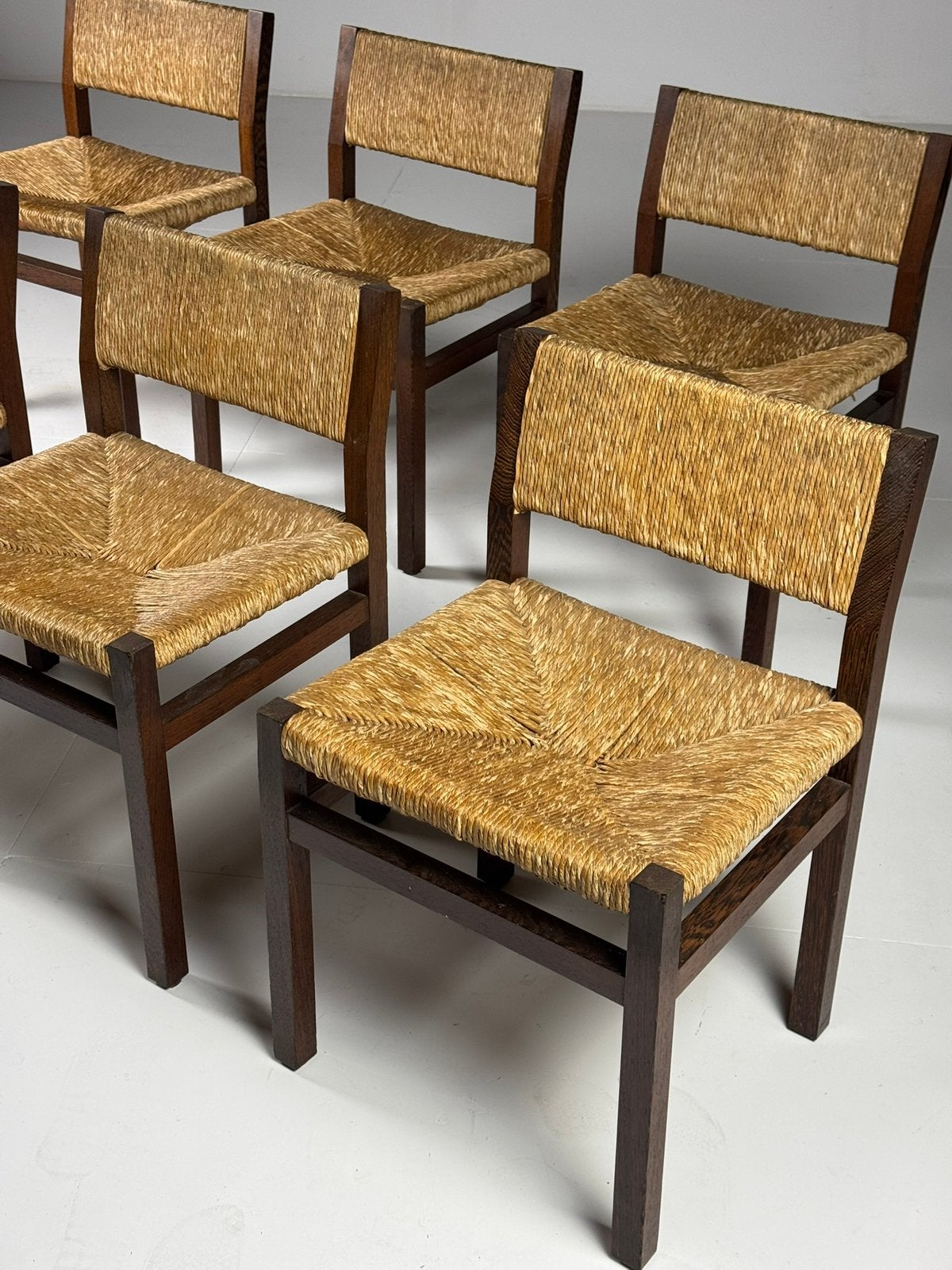 Martin Visser eetkamerstoelen vintage, Ophalen, Zo goed als nieuw, Bruin, Vijf, Zes of meer stoelen