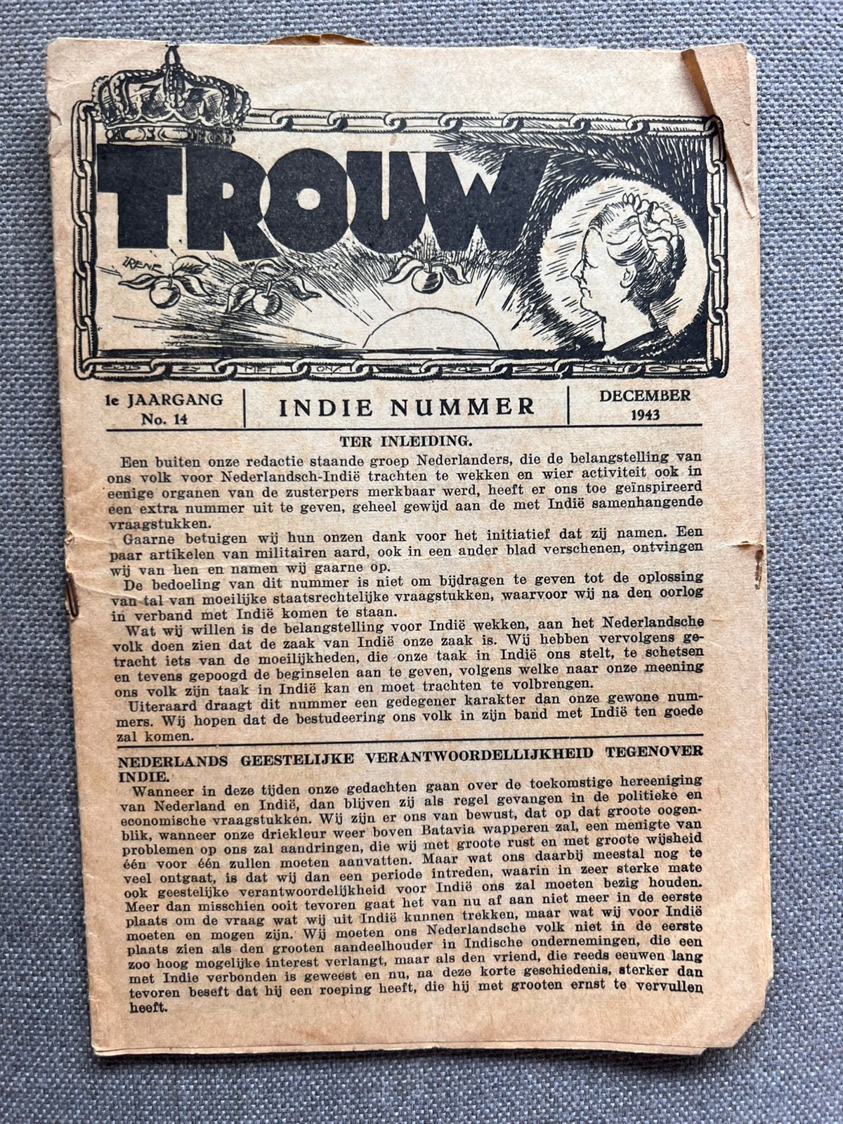 Trouw | Indie nummer | December 1943, Ophalen of Verzenden, Nederland
