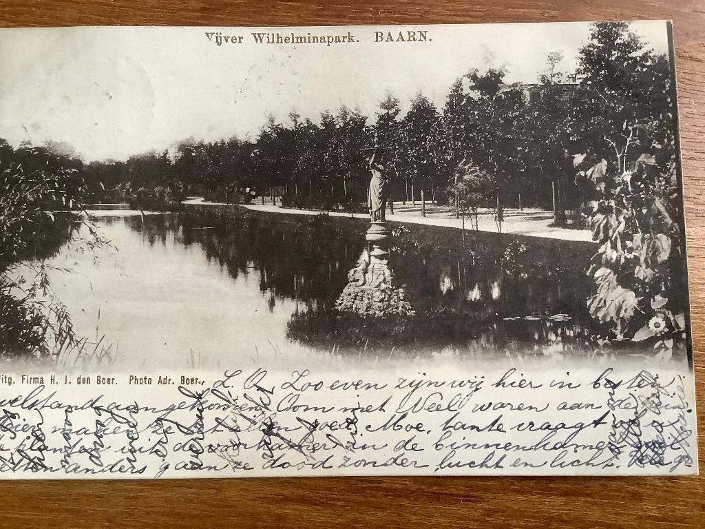 Baarn 1901 vijver Wilhelminapark, Ophalen of Verzenden, Voor 1920, Gelopen, Utrecht