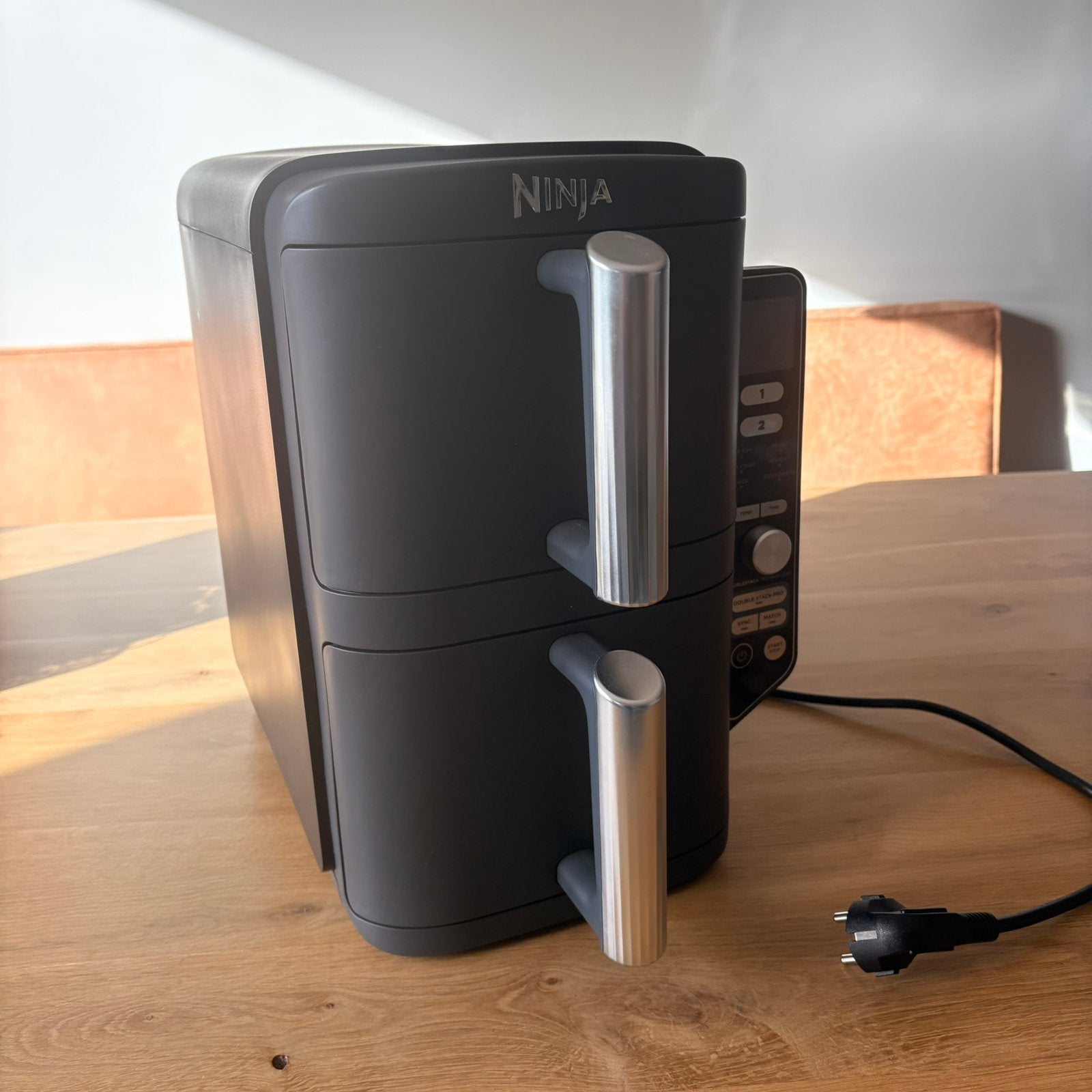 Ninja Double Stack Airfryer XXL/Gestapelde Lades - 9,5 Liter, Ophalen, Zo goed als nieuw, Airfryer XXL, 1500 gram of meer