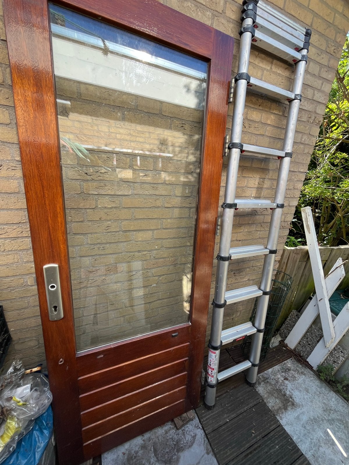 Norhtgo Houten buitendeur 211,5x82,5x4 glas en beslag, Ophalen, Gebruikt, 80 tot 100 cm, Buitendeur