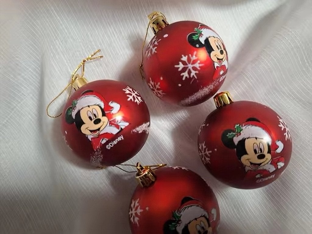 MICKEY kerstballen 4 stuks, Ophalen of Verzenden, Mickey Mouse, Zo goed als nieuw, Overige typen