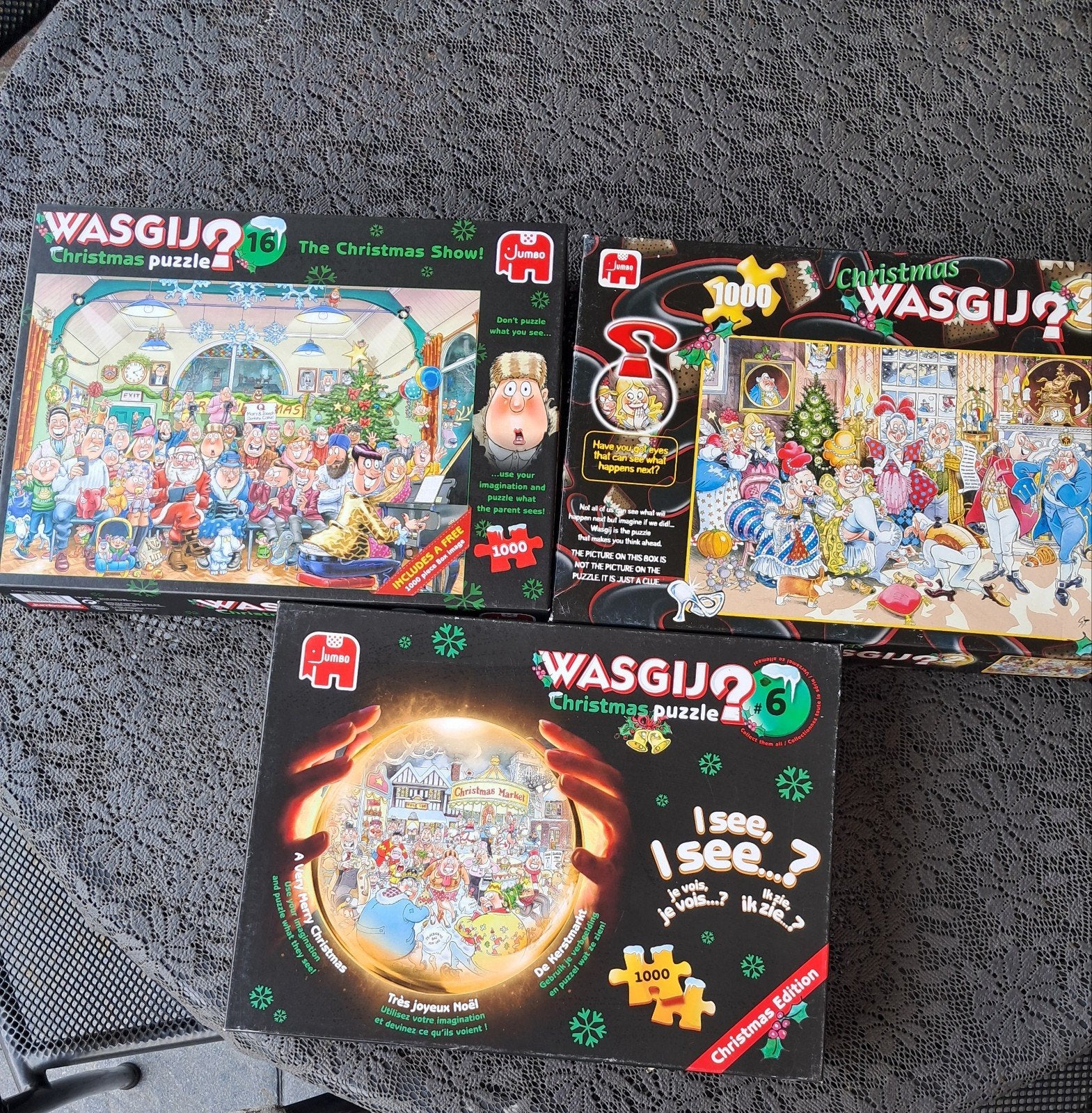 Wasgij christmas puzzels 2, 6 en 16 kerst, Ophalen of Verzenden, 500 t/m 1500 stukjes, Gebruikt, Legpuzzel