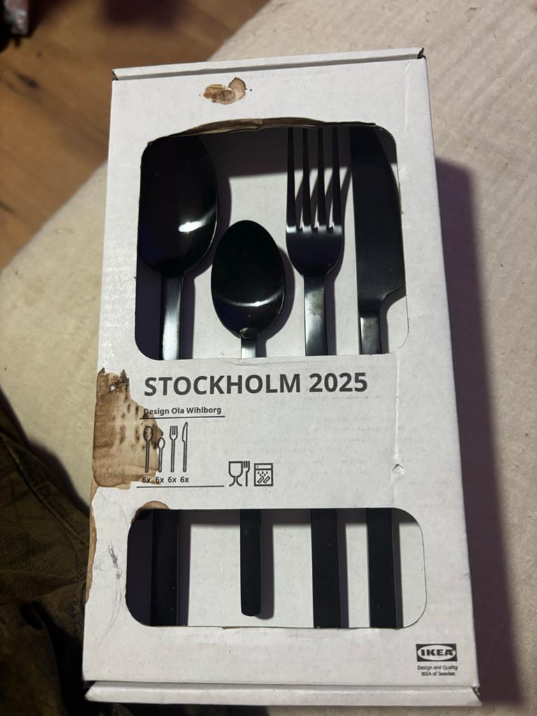 IKEA STOCKHOLM 2025 Bestekset Zwart - 24-delig, Nieuw, Ophalen of Verzenden, Rvs of Chroom, Vaatwasserbestendig