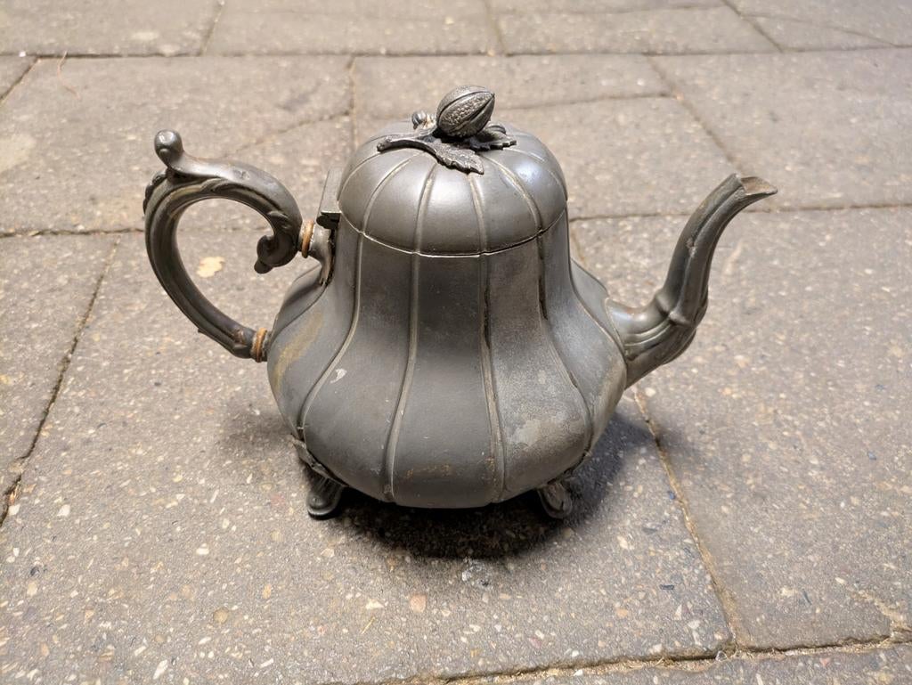 Theepot Koffiepot Tinnen Kan Antiek, Antiek en Kunst, Ophalen of Verzenden