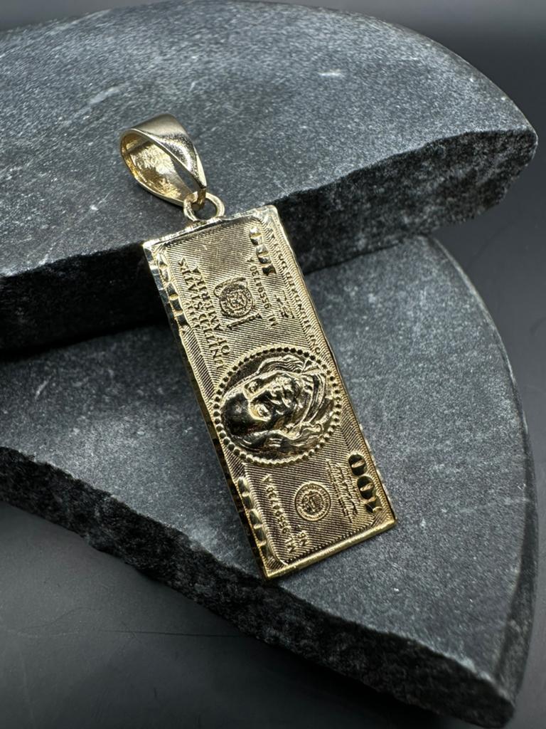 14k Gouden 100 Dollar Hanger, Ophalen of Verzenden, Nieuw, Goud, Overige voorstellingen