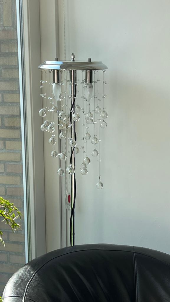 Elegante Kristallen Staande Lamp - Zeer Goede Staat, Ophalen, Zo goed als nieuw, Glas
