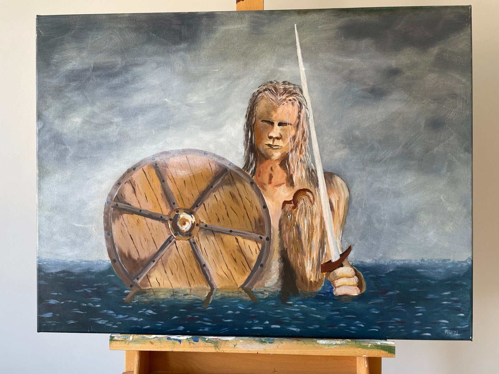 Erling de Noorman: Olieverfschilderij Haaland, Handgeschilderd, Ophalen of Verzenden, Olieverf, Portret