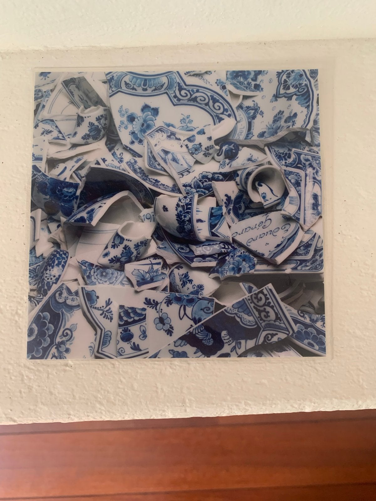 Set van 4 Delfts blauwe onderzetters - Scherven print, Blauw, Nieuw, Kunststof, Ophalen of Verzenden