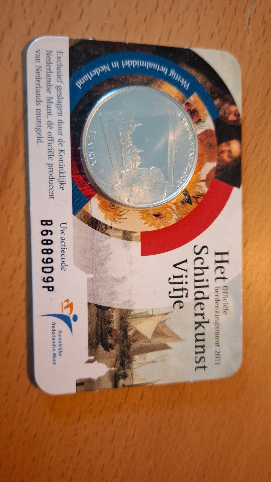 Coincard Het Officiële Vijfje Schilderkunst 2011, Koningin Beatrix, Zilver, Euro's, Ophalen of Verzenden