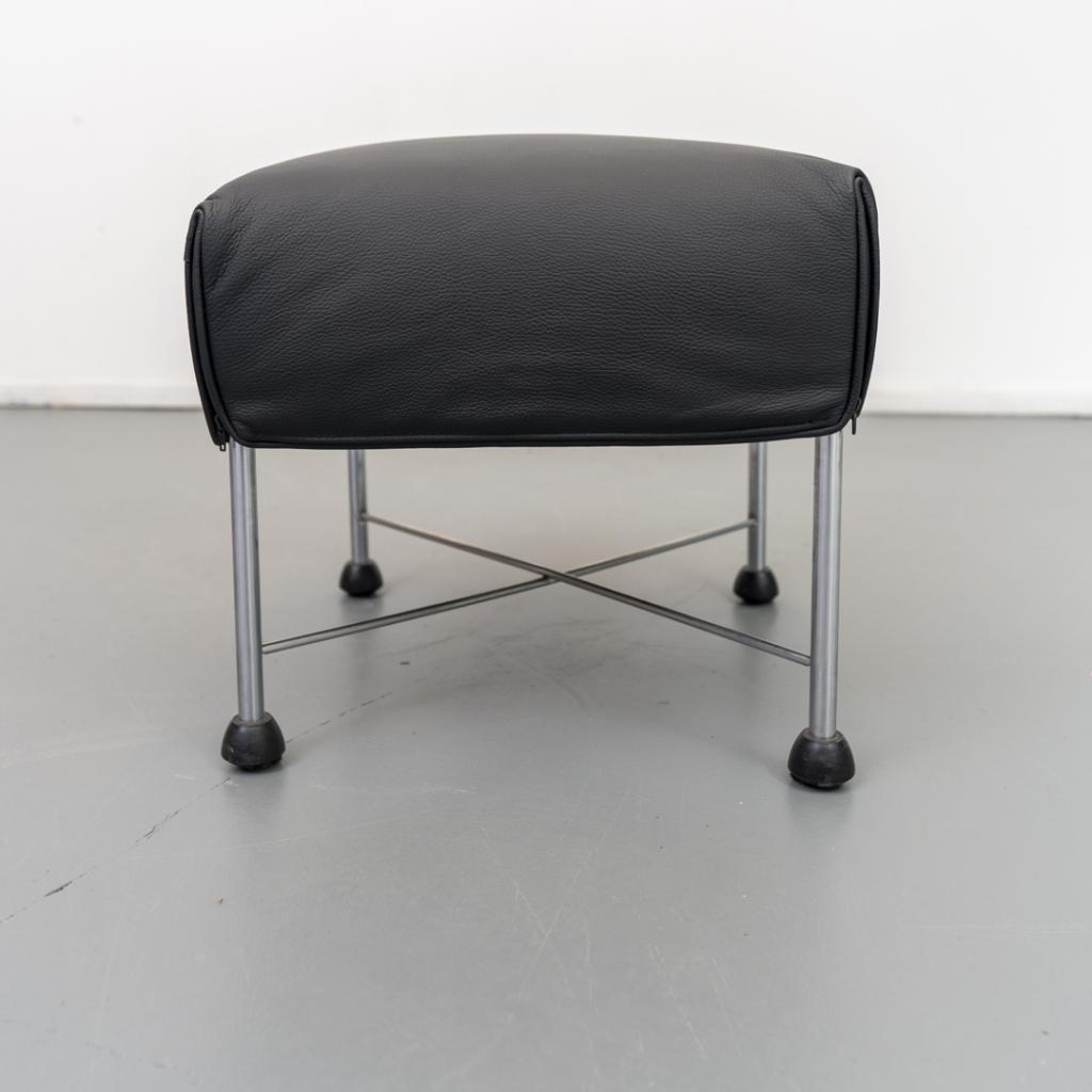 2x Montis Charly hocker/voetenbank zwart leder, Niet ingevuld, Minder dan 50 cm, Minder dan 50 cm, Ophalen of Verzenden