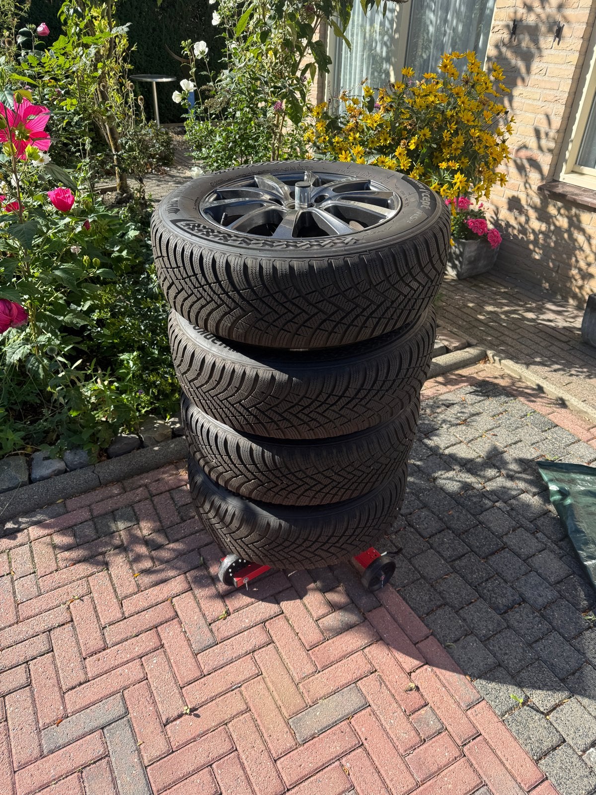 Winterbanden set | ZGAN | 205/65 R16 | 5x108 | TPMS, Ophalen, Gebruikt, 16 inch, Banden en Velgen