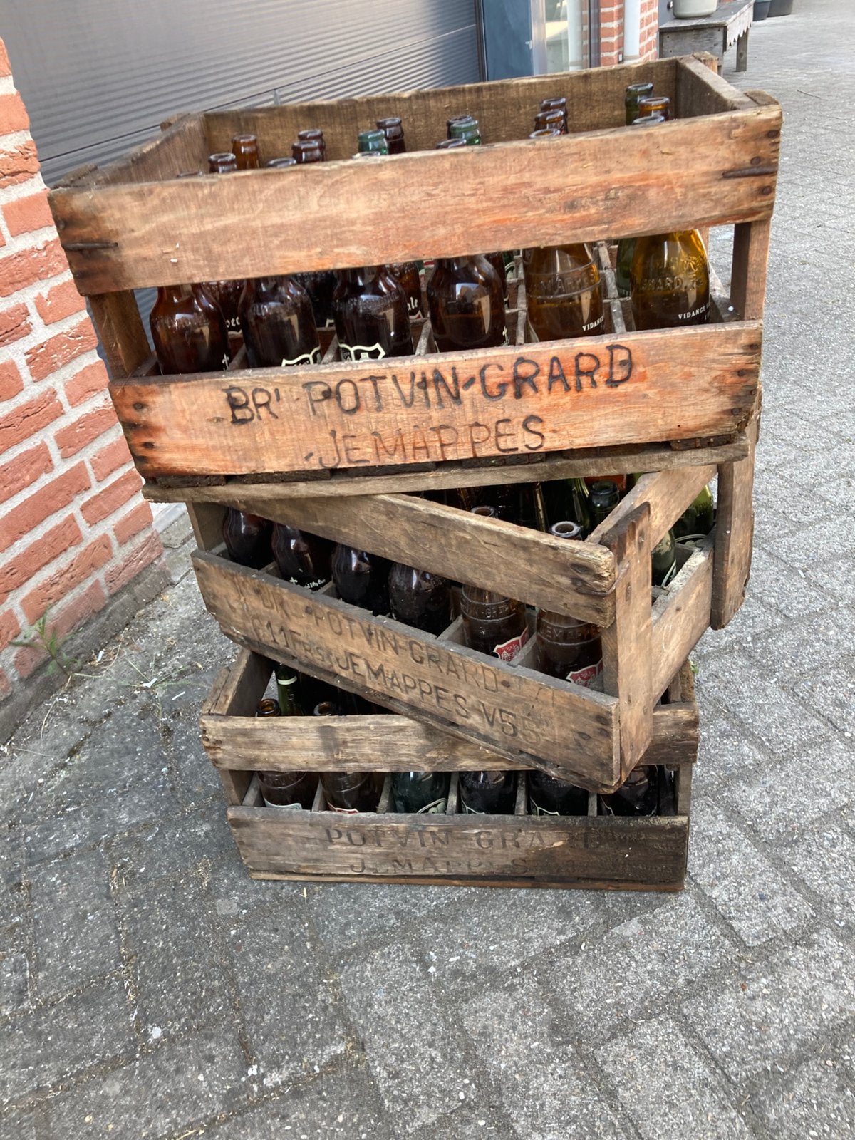 Mooie oude houten bierkisten ,met oude bieflesjes, Huis en Inrichting, Ophalen, Gebruikt, Minder dan 50 cm