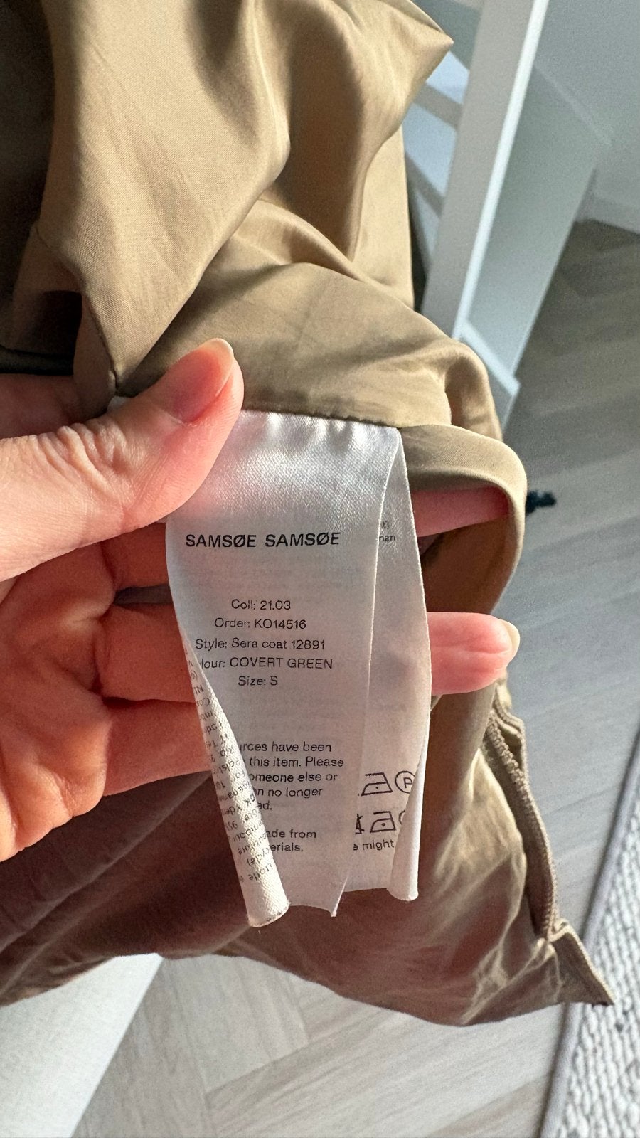 Samsøe Samsøe Sera Coat - Maat S - Covert Green!, Ophalen of Verzenden, Gedragen, Maat 36 (S), Overige kleuren