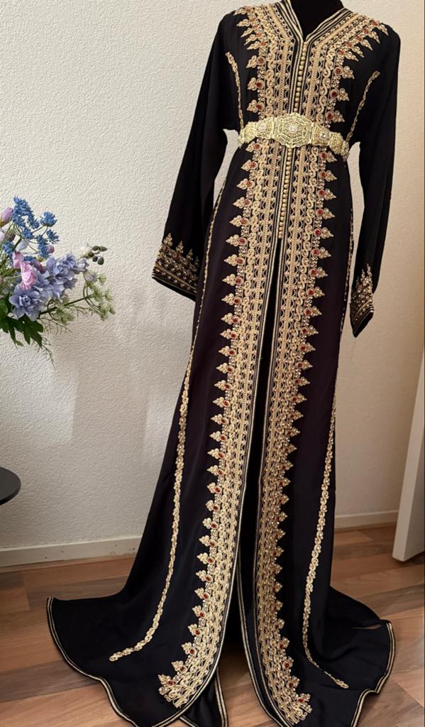 Nieuwe Marokkaanse Takshita Jurk Maat M-L, Maat 38/40 (M), Overige typen, Zwart, Nieuw