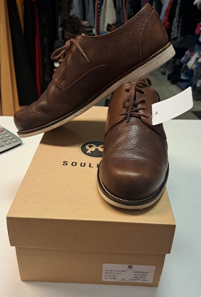 Soulland donker bruine leren veter schoenen Thomas 44 40673, ., Ophalen of Verzenden, Zo goed als nieuw, Soulland