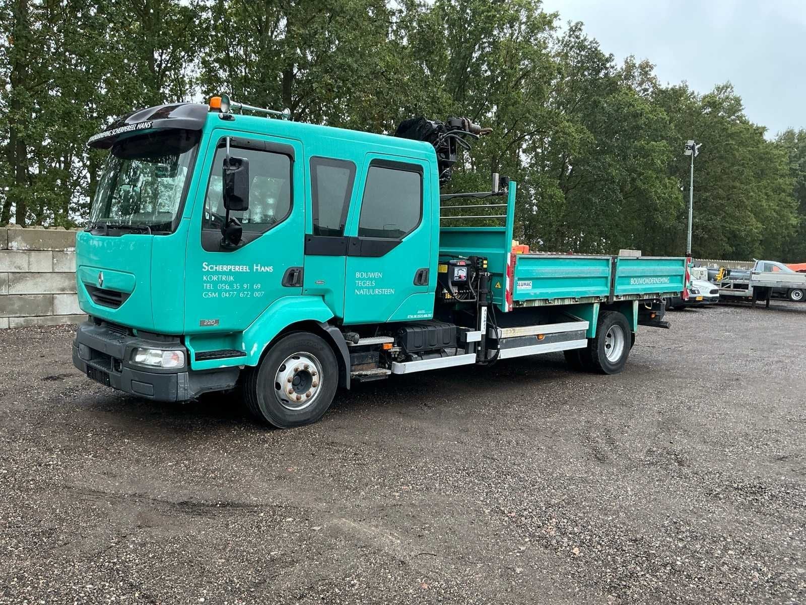 2005 Renault Midlum 220 DCI Kipper Vrachtwagen Met Hiab 9TM, Auto's, Renault, Overige brandstoffen, Bedrijf, Te koop