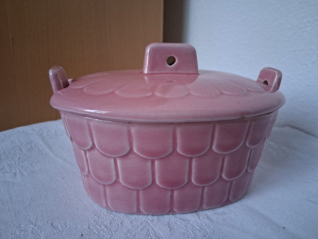 Antieke roze botervloot Majolique de  Wasmuel, Ophalen of Verzenden
