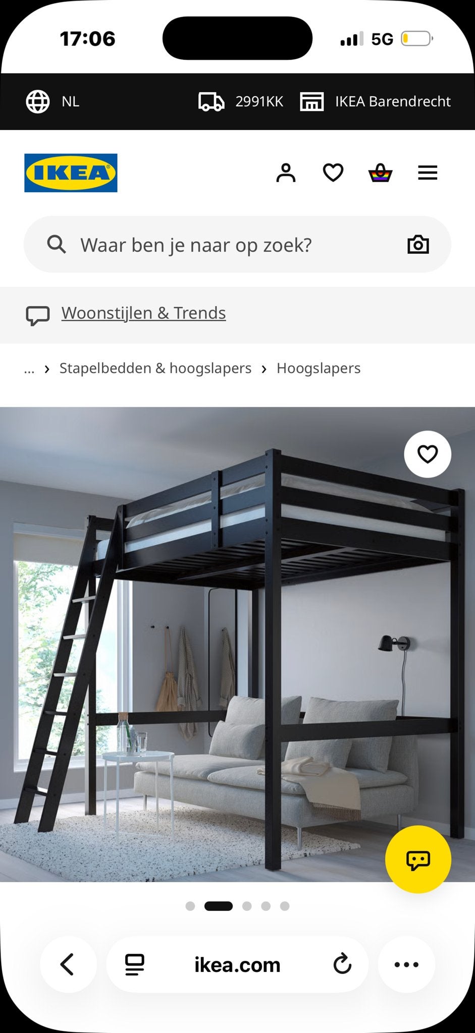 IKEA Hoogslaper Zwart - Gebruikt, Ophalen, Gebruikt, Hoogslaper, Eenpersoons