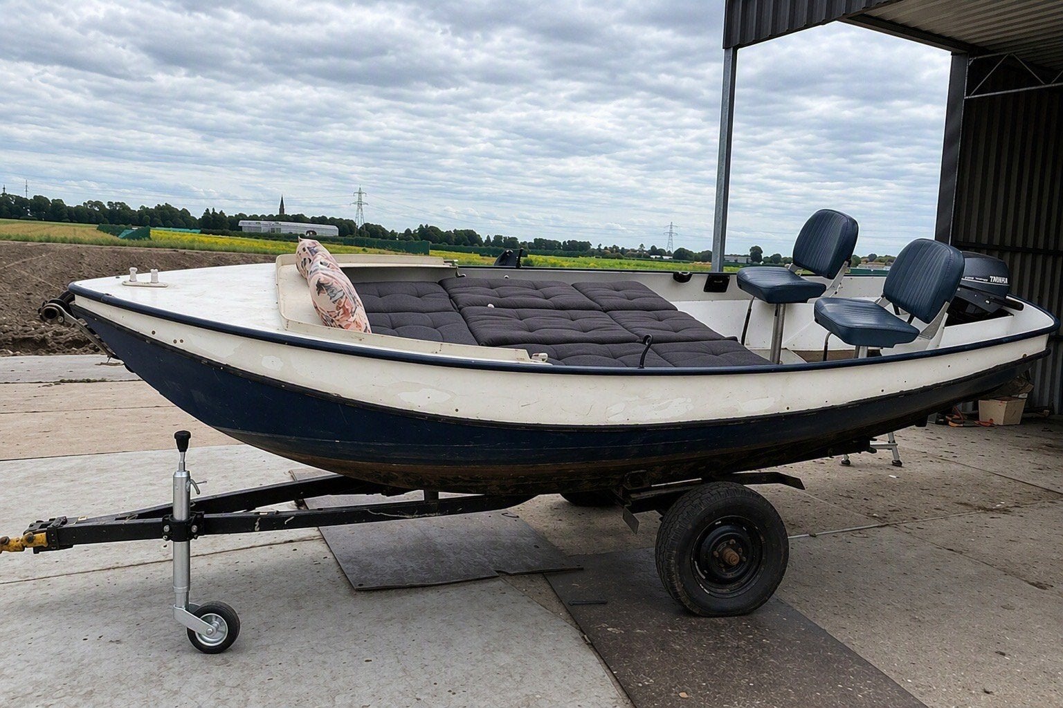 Stabiele stalen boot Yamaha 6PK(beurt 6-26)trailer VAARKLAAR, Ophalen, Gebruikt, Staal, 6 pk