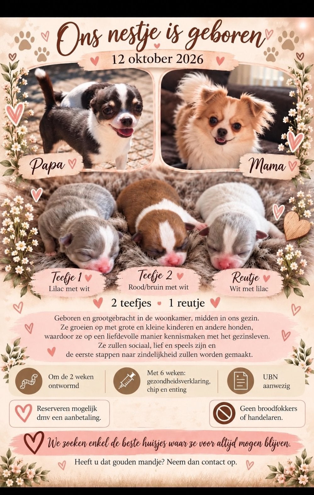 Super mooie kleine chihuahua pups uniek van kleur 😍, CDV (hondenziekte), 8 tot 15 weken, Meerdere, Meerdere dieren