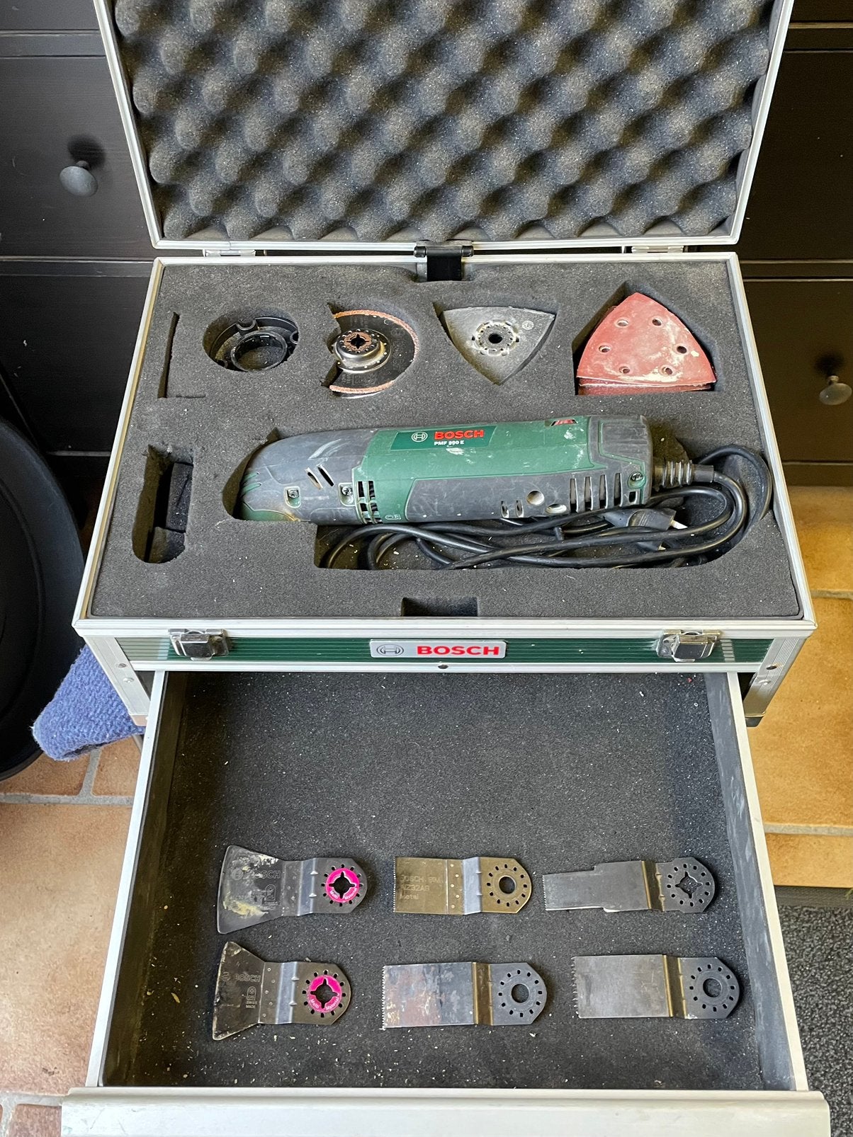 Bosch Multitool met accessoires in koffer, Ophalen of Verzenden, Gebruikt