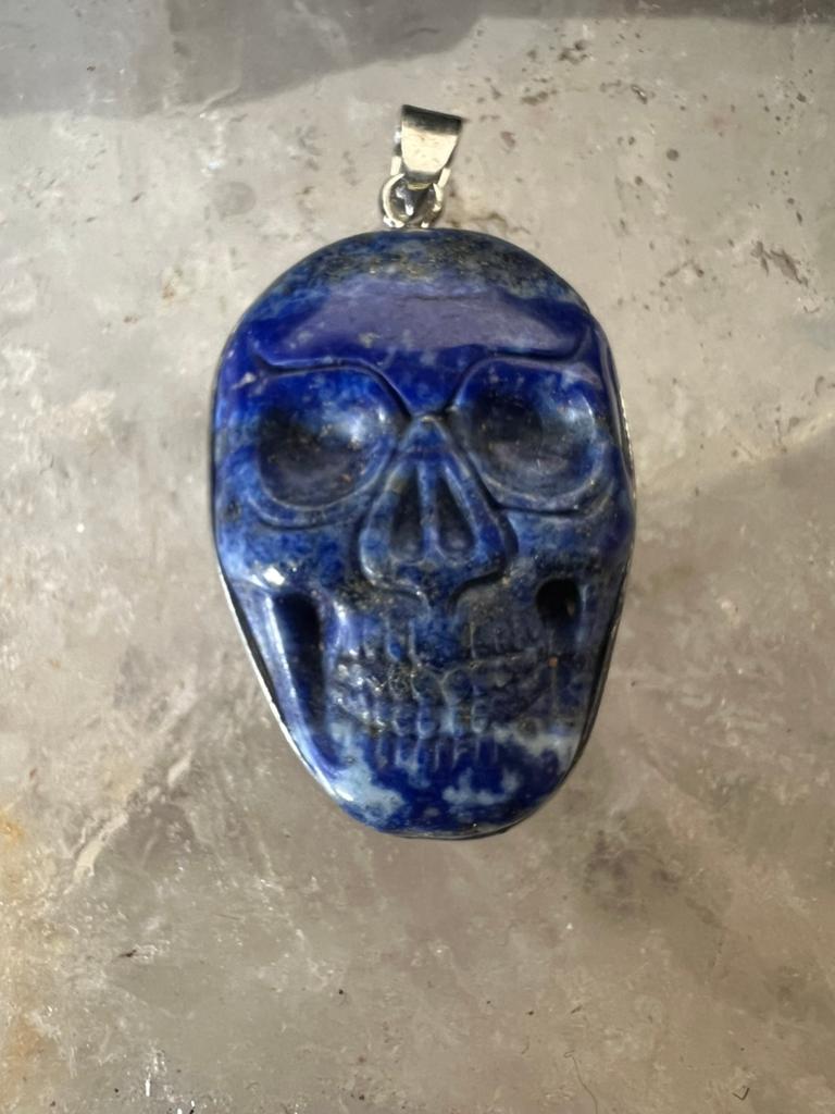 Lapis lazuli rozenkwarts pyriet schedel hanger inzicht SALE, Ophalen of Verzenden, Nieuw