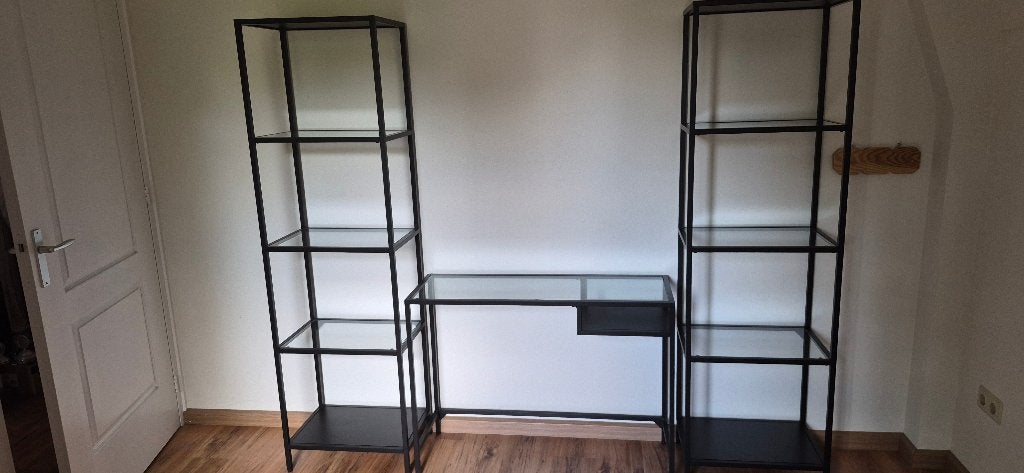 Bureau met 2 kastjes, Ophalen, Zwart, Metaal, Zo goed als nieuw