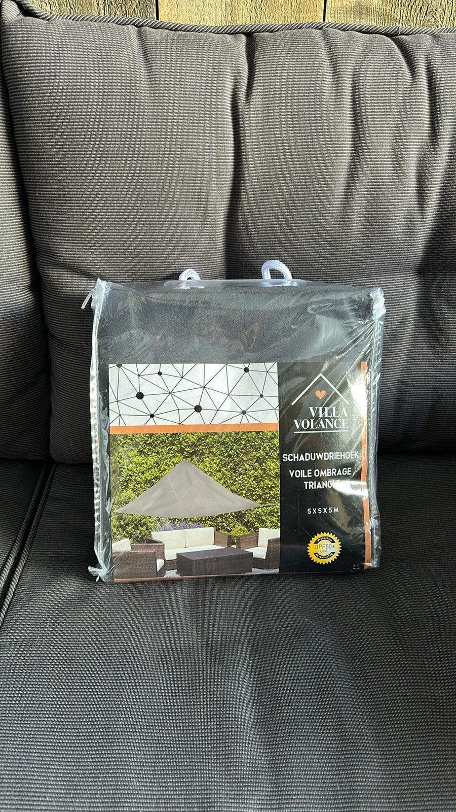 Donker Grijs Schaduwdoek driehoek 5x5x5 Nieuw!, Tuin en Terras, Ophalen, Nieuw