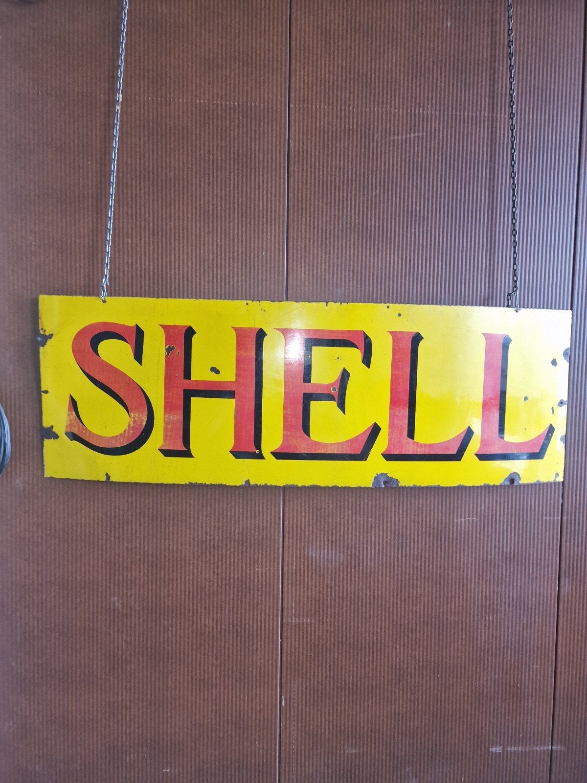emaille shell reclame bord  xxxl, Ophalen, Gebruikt, Reclamebord