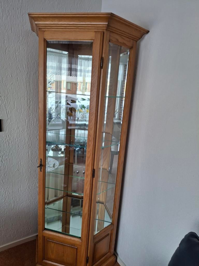 Blank eiken vitrinekast, Huis en Inrichting, Kasten | Vitrinekasten, Ophalen, 25 tot 50 cm, 50 tot 100 cm, 150 tot 200 cm