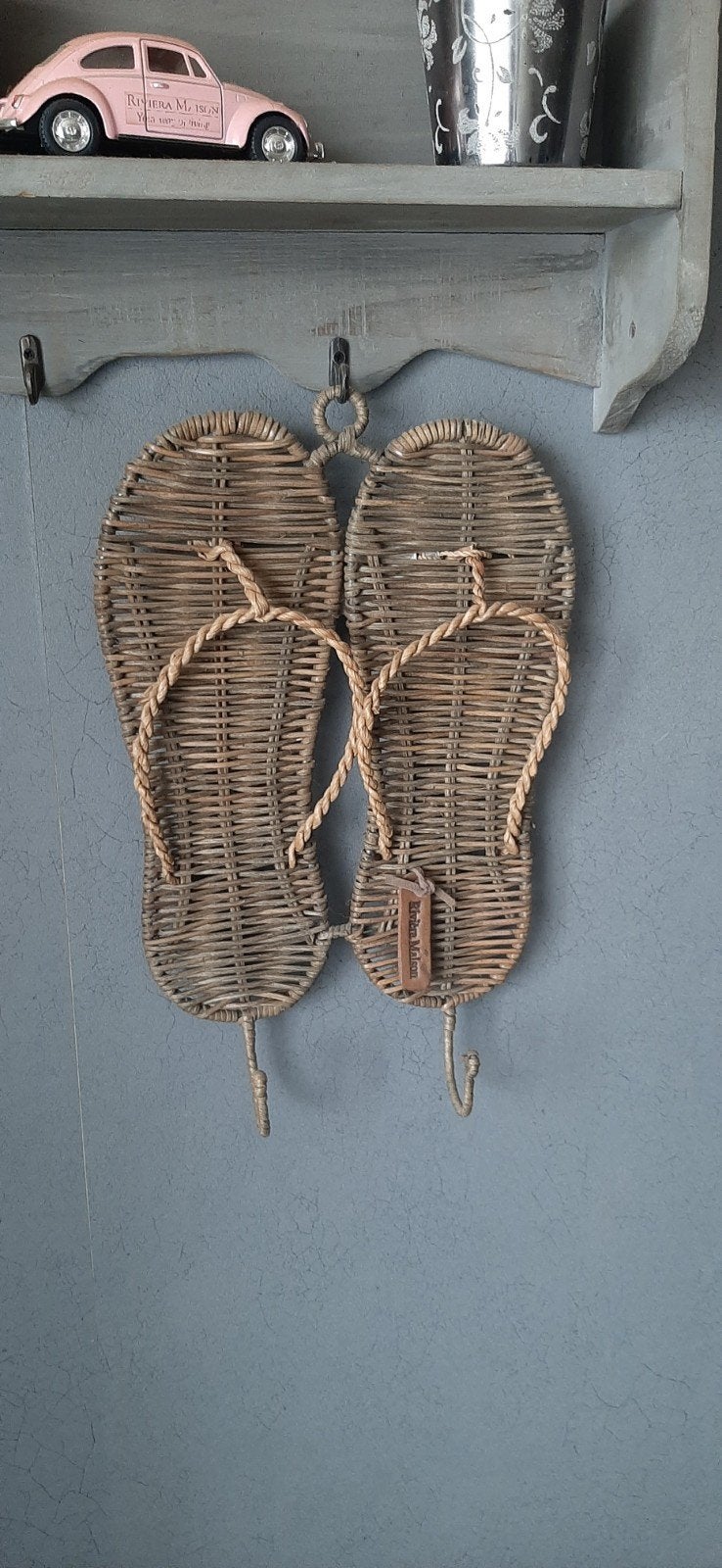 Rivièra maison rotan slippers kapstok / wanddecoratie, Ophalen of Verzenden, Natuurlijk materiaal, Bruin, Landelijk
