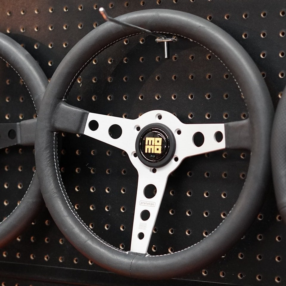 Momo Prototipo heritage stuur sportstuur 350mm zilver zwart
