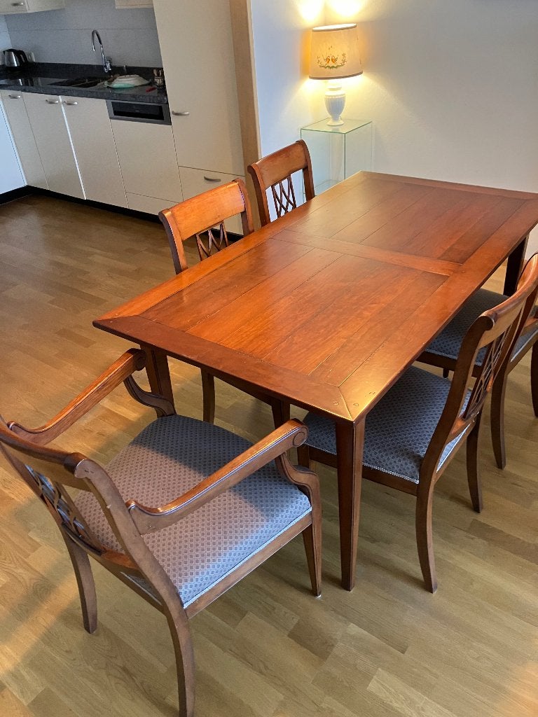 eettafel met stoelen, Huis en Inrichting, Ophalen, Klassiek, 50 tot 100 cm, Zo goed als nieuw