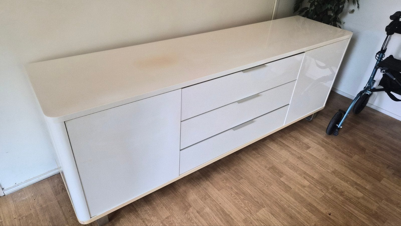 Wit dressoir met lades en deuren - 200x50x75 cm, Ophalen, Gebruikt, 200 cm of meer, Met deur(en)