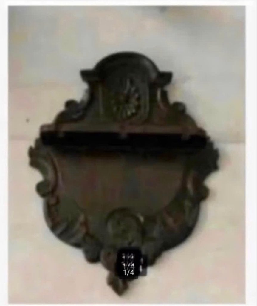 Brocante Houten bewerkt lepel rek voor 3 lepels, bloem krul, Ophalen of Verzenden