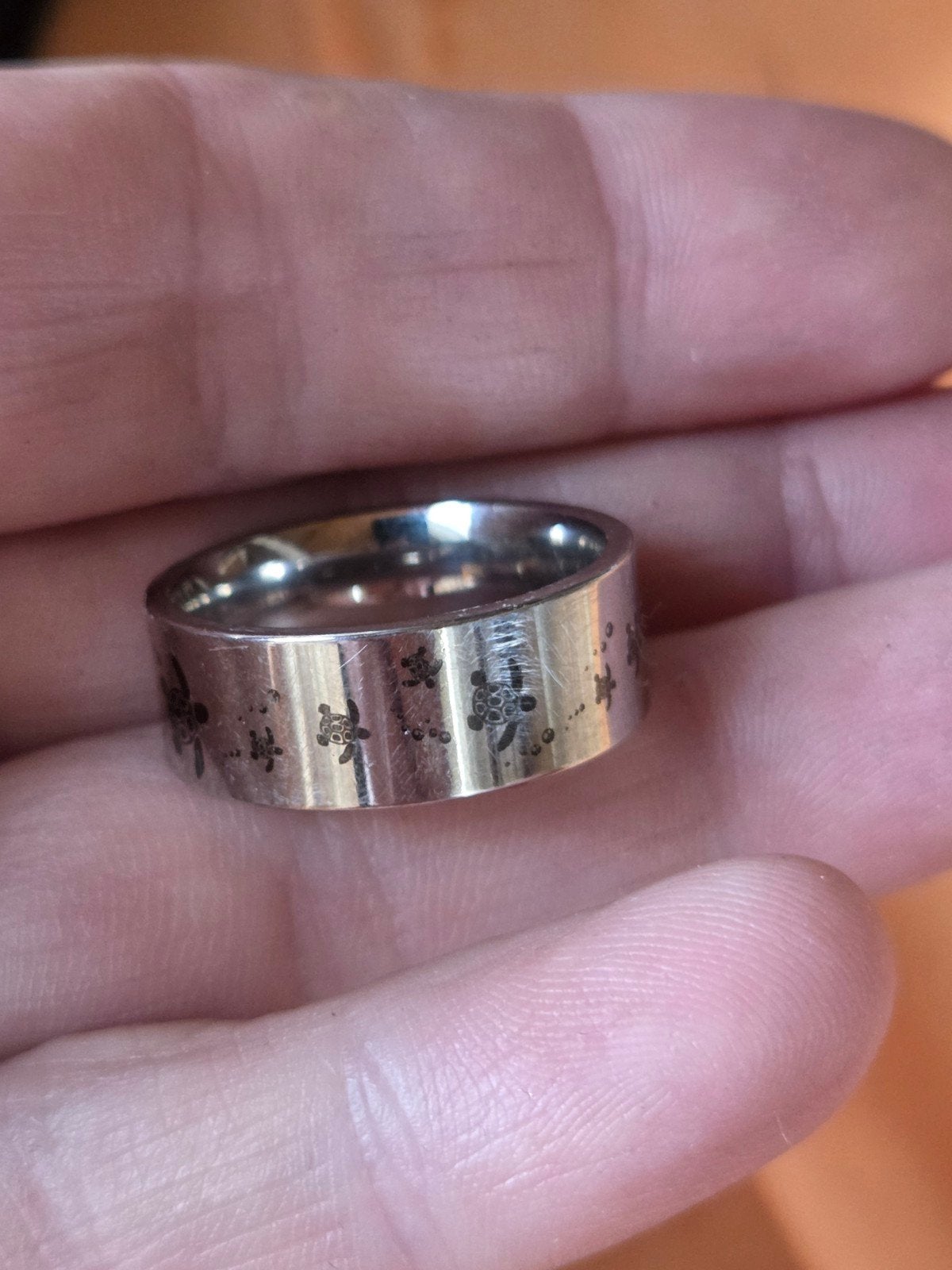 Ring met schildpadjes, maat 19, Gebruikt, IJzer of Staal, 19 tot 20, Ophalen of Verzenden