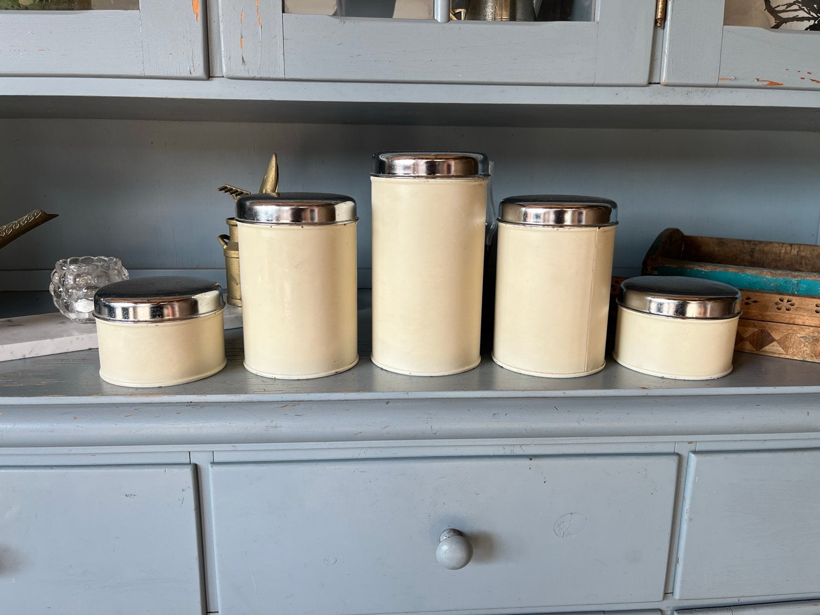 Brabantia voorraadbussen crème, tot maandag beschikbaar, Beige, Gebruikt, Ophalen of Verzenden, Voorraadpot